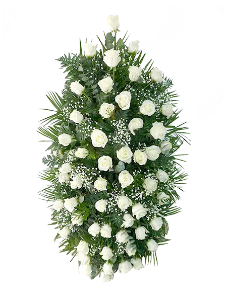 Flores para funerales y entierros. Centro de rosas blancas